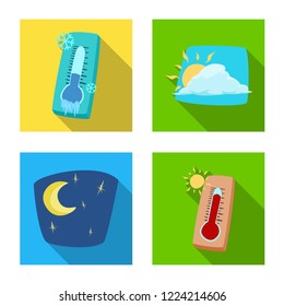 Vector illustration of weather and climate logo. Collection of weather and cloud stock vector illustration.