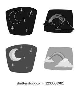 Vector illustration of weather and climate logo. Set of weather and cloud stock symbol for web.