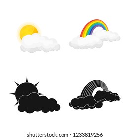 Vector illustration of weather and climate logo. Collection of weather and cloud vector icon for stock.