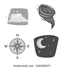 Vector illustration of weather and climate logo. Collection of weather and cloud vector icon for stock.