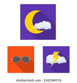 Vector illustration of weather and climate logo. Collection of weather and cloud stock symbol for web.