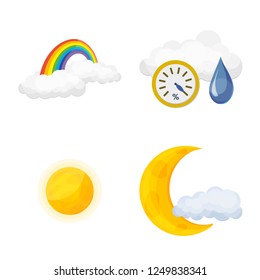 Vector illustration of weather and climate logo. Collection of weather and cloud vector icon for stock.