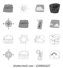 Vector illustration of weather and climate logo. Set of weather and cloud vector illustration.