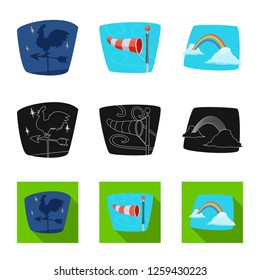 Vector illustration of weather and climate logo. Collection of weather and cloud vector icon for stock.