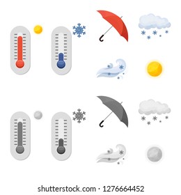 Vector illustration of weather and climate logo. Collection of weather and cloud vector icon for stock.