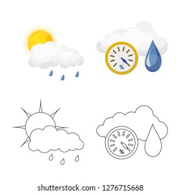 Vector illustration of weather and climate logo. Collection of weather and cloud vector icon for stock.