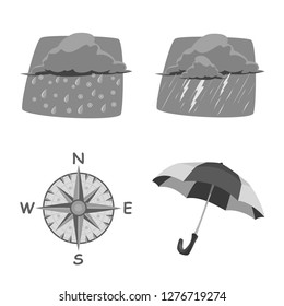 Vector illustration of weather and climate logo. Set of weather and cloud stock vector illustration.