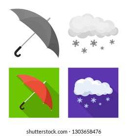 Vector illustration of weather and climate logo. Collection of weather and cloud stock symbol for web.