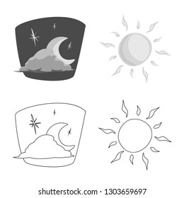Vector illustration of weather and climate logo. Set of weather and cloud vector icon for stock.