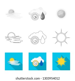 Vector illustration of weather and climate logo. Set of weather and cloud vector icon for stock.