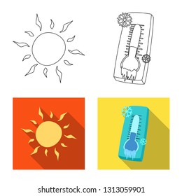 Vector illustration of weather and climate logo. Set of weather and cloud vector icon for stock.