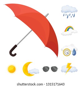 Vector illustration of weather and climate logo. Collection of weather and cloud vector icon for stock.