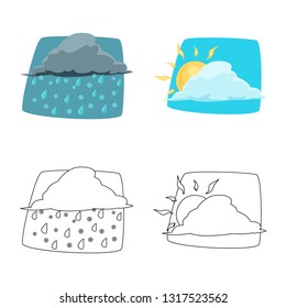 Vector illustration of weather and climate logo. Collection of weather and cloud stock vector illustration.