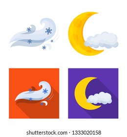Vector illustration of weather and climate logo. Set of weather and cloud vector icon for stock.