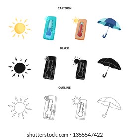 Vector illustration of weather and climate logo. Collection of weather and cloud stock vector illustration.