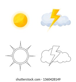 Vector illustration of weather and climate logo. Collection of weather and cloud stock symbol for web.