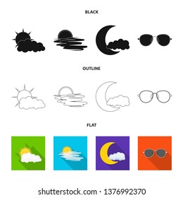 Vector illustration of weather and climate logo. Set of weather and cloud stock vector illustration.