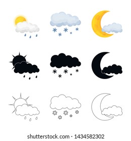 Vector illustration of weather and climate logo. Collection of weather and cloud stock vector illustration.