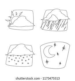 Vector illustration of weather and climate sign. Collection of weather and cloud stock symbol for web.