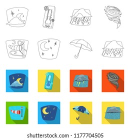Vector illustration of weather and climate sign. Collection of weather and cloud stock symbol for web.