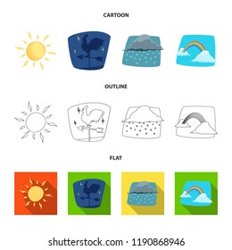 Vector illustration of weather and climate sign. Set of weather and cloud stock vector illustration.