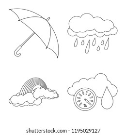 Vector illustration of weather and climate sign. Collection of weather and cloud stock vector illustration.