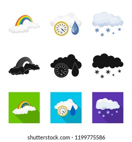 Vector illustration of weather and climate sign. Collection of weather and cloud vector icon for stock.