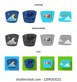 Vector illustration of weather and climate sign. Collection of weather and cloud vector icon for stock.