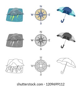 Vector illustration of weather and climate sign. Collection of weather and cloud vector icon for stock.