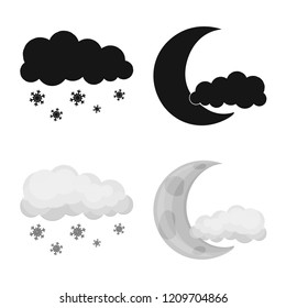 Vector illustration of weather and climate sign. Collection of weather and cloud vector icon for stock.