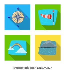 Vector illustration of weather and climate sign. Collection of weather and cloud vector icon for stock.