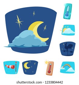 Vector illustration of weather and climate sign. Collection of weather and cloud stock symbol for web.