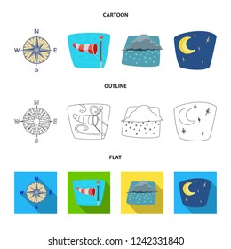 Vector illustration of weather and climate sign. Set of weather and cloud stock vector illustration.