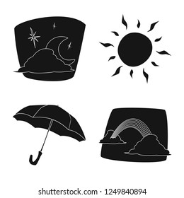 Vector illustration of weather and climate sign. Collection of weather and cloud vector icon for stock.