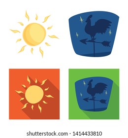 Vector illustration of weather and climate sign. Collection of weather and cloud stock vector illustration.