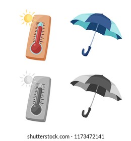 Vector illustration of weather and climate symbol. Set of weather and cloud vector icon for stock.