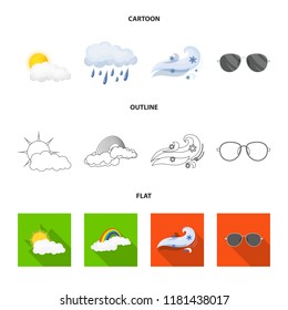 Vector illustration of weather and climate symbol. Set of weather and cloud stock symbol for web.