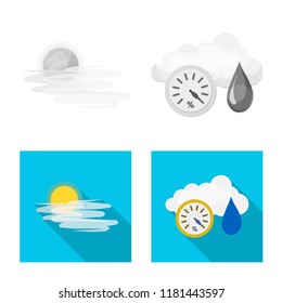 Vector illustration of weather and climate symbol. Collection of weather and cloud stock vector illustration.