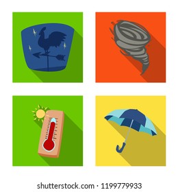 Vector illustration of weather and climate symbol. Collection of weather and cloud stock vector illustration.