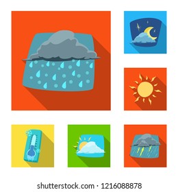 Vector illustration of weather and climate symbol. Set of weather and cloud stock symbol for web.