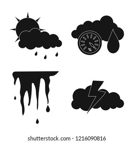 Vector illustration of weather and climate symbol. Set of weather and cloud stock symbol for web.
