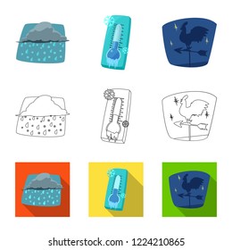 Vector illustration of weather and climate symbol. Collection of weather and cloud vector icon for stock.
