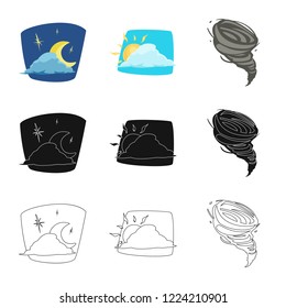 Vector illustration of weather and climate symbol. Set of weather and cloud vector icon for stock.