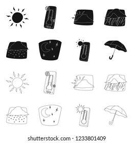 Vector illustration of weather and climate symbol. Collection of weather and cloud stock symbol for web.