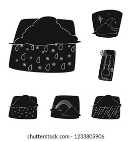 Vector illustration of weather and climate symbol. Collection of weather and cloud stock vector illustration.