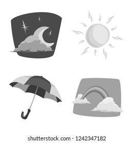 Vector illustration of weather and climate symbol. Collection of weather and cloud stock symbol for web.