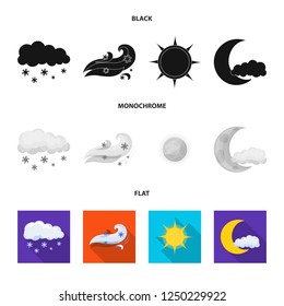 Vector illustration of weather and climate symbol. Set of weather and cloud symbol for web.