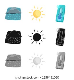 Vector illustration of weather and climate symbol. Collection of weather and cloud vector icon for stock.