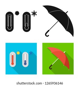 Vector illustration of weather and climate symbol. Set of weather and cloud vector icon for stock.