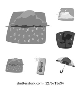 Vector illustration of weather and climate symbol. Set of weather and cloud stock vector illustration.